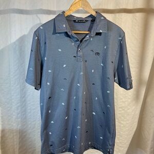 Travis Mathew Blue Sombrero Cactus Southwest Theme Golf Polo